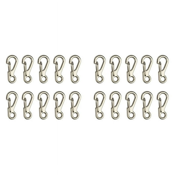 20X Mini Alloy Carabiner Clip Tiny Spring Snap Hook Carabiners for Backpack Keychains Accessories(Silver)