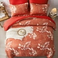 thumbnail image 7 of Davulos Floral Comforter Set Twin Size, 5 Pieces Bed in a Bag Burnt Orange Comforter Set with Sheet, Soft Microfiber Complete Bedding Sets for All Seasons, 7 of 7
