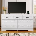 thumbnail image 5 of Dextrus 7 Drawer Dresser with Handles & Power Outlets, Wood Storage Cabinet Chest of Drawers, White, 5 of 10