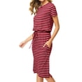 thumbnail image 2 of Vestido midi Simier Fariry a rayas de manga corta para mujer, talla XL, 2 of 4