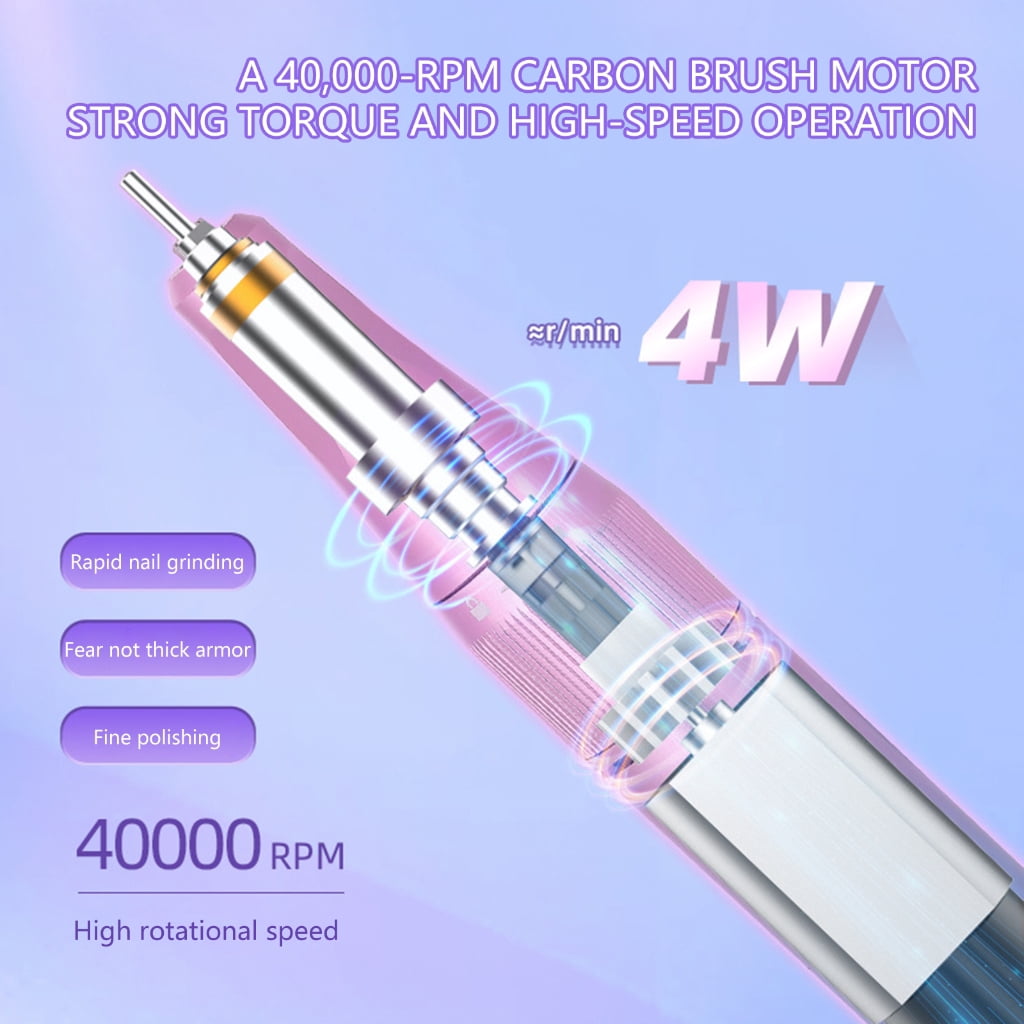 40000RPM Electric Nail Drill Machine with Pause Mode Electric Nail File Nail Drill File for Acrylic Gel Nail Polishing