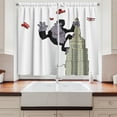 thumbnail image 2 of Ambesonne Animal Kitchen Curtains, King Monkey Cartoon, 55"x39", Beige Black and Red, 2 of 3