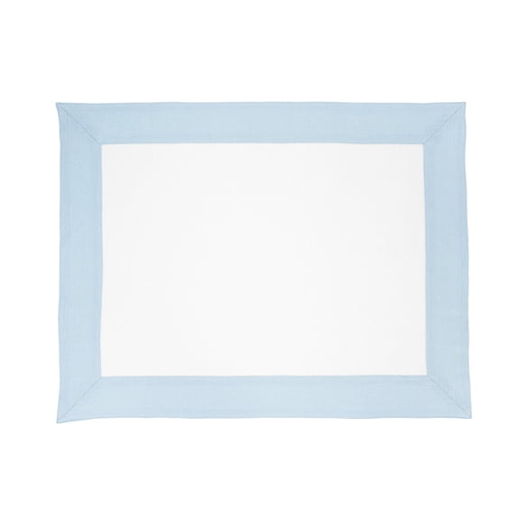 Linen Placemats With Baby Blue Borders, Set of 4