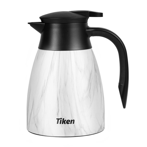Tiken 34 Oz Thermal Coffee Carafe, Stainless Steel Insulated Vacuum