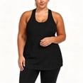thumbnail image 6 of Women's Plus Size Racerback Tank Tops U Neck Cutout Back Sleeveless Workout T Shirts Loose Fit Running Athletic Yoga Shirts Black, 6 of 9