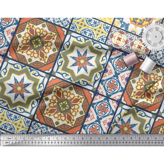 Soimoi Modal Satin Fabric Floral & Mandala Patchwork Fabric Prints By Yard 42 Inch Wide