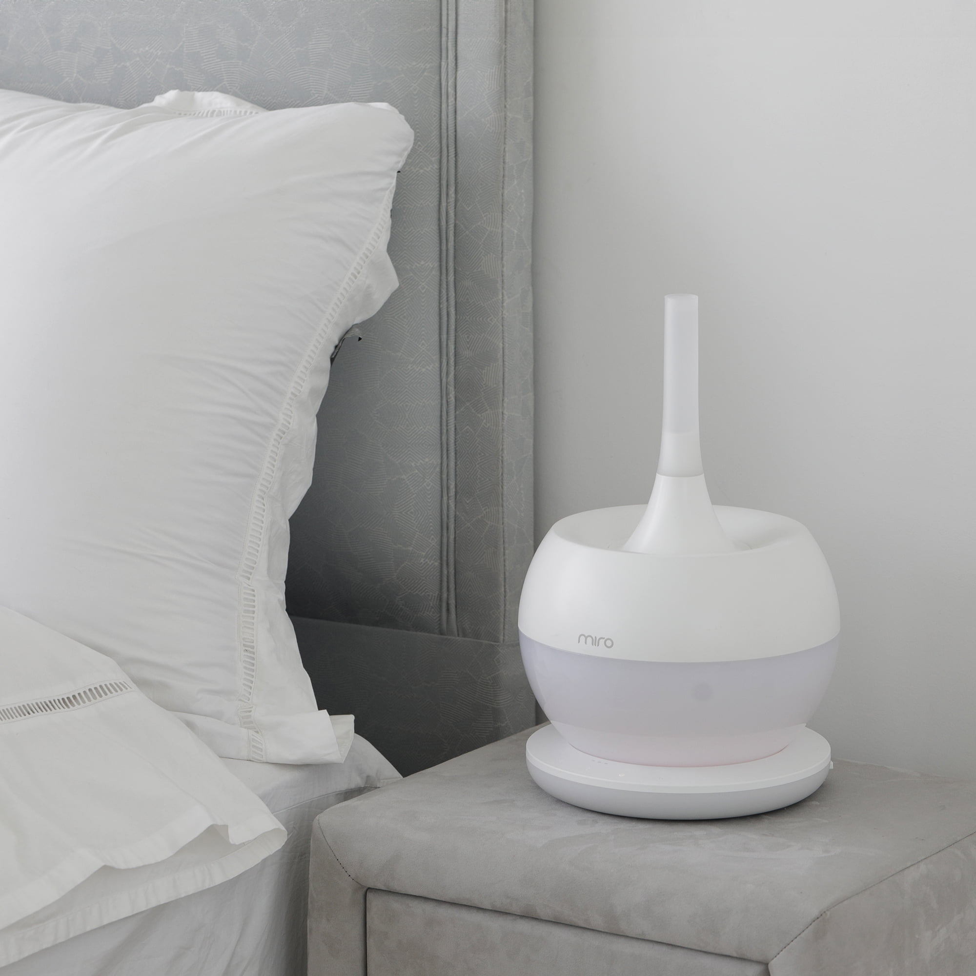 MIRO-NR08M Cream White Completely Washable Modular Sanitary Humidifier, Large Room, Easy to Clean, Easy to Use - Premium Cool-Mist Humidifier. Touch Control Colorful LEDs, Powerful humidification
