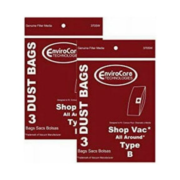 Shop Vac All Around Type B Vacuum Bags 370SW (2 Pack 6 Bags)