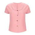 thumbnail image 4 of Olyvenn Womens Linen Shirts 2025 Summer Casual Button Down Lapel V Neck Roll Up Short Sleeve Tops Comfy Trendy Business Work Blouse Pink XL, 4 of 6