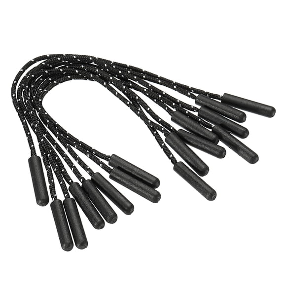 Unique Bargains Zipper Pulls Extension Handle Cord, 20 Pack Finger Use Plastic Curve Puller Tab Tag Extender, Black