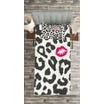 thumbnail image 3 of Ambesonne Savannah Quilted Bedspread Set 2 Pcs, Cheetah Leopard Kiss Print, Twin Size, Charcoal Grey and Pink, 3 of 3