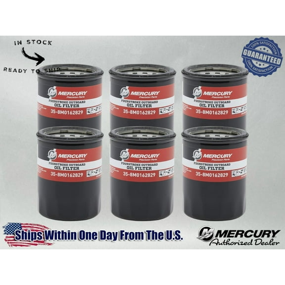 Mercury OEM Outboard Oil Filter for Mercury 25-115hp 8M0162829-6PACK