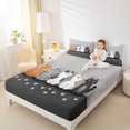 thumbnail image 2 of Manfei Cat Kitten Fitted Sheet Full, Cute Paw Footprint Bed Set, Black Gray, 3 Pieces, 1 Fitted Sheet and 2 Pillowcases, 2 of 6