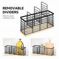thumbnail image 3 of Pinovk Extra Large Kitchen Utensil Holder with 4 Compartments – Matte Black Metal & Wooden Base, Farmhouse Style Countertop Organizer for Spoons, Spatulas, Ladles, 3 of 9