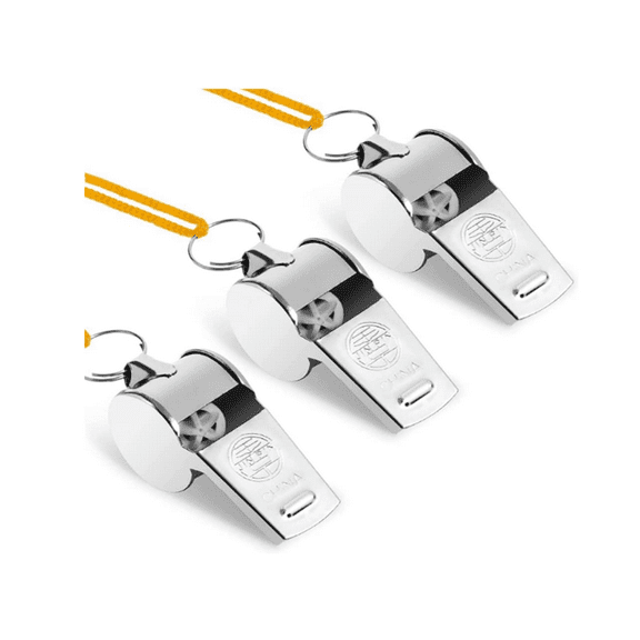 3 Pack Stainless Steel Sports Whistles with Lanyard,Referees, Loud Crisp Sound Whistle for Football Coaches and Sports