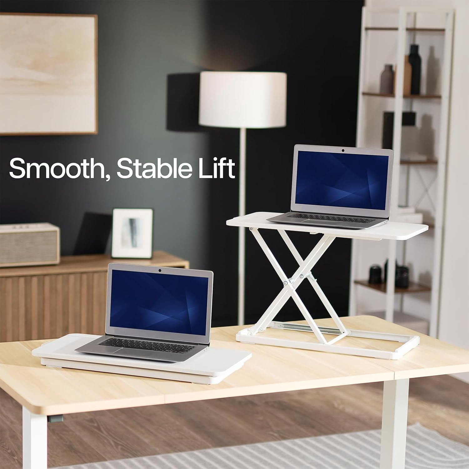 VIVO Single Top 24 inch SCISSORS Lift Keyboard and mouse Riser, Height Adjustable Laptop Desk, For Ergonomic Sit Stand Workstations, White, DESK-V024AW