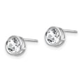 thumbnail image 2 of 14k White Gold 5mm Bezel White Topaz Stud Earrings, 2 of 3