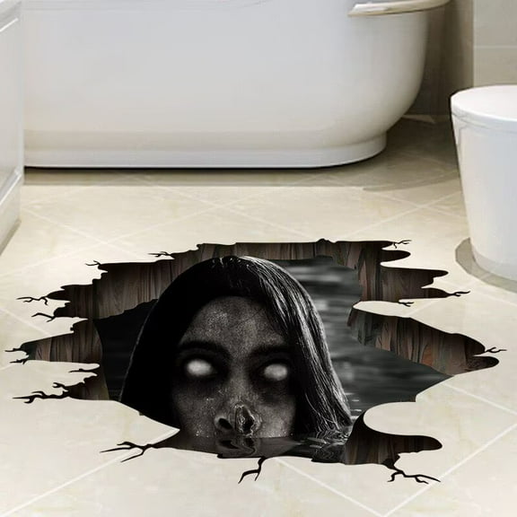 3D Halloween Floor Decals Scary Halloween Zombie Stickers for Living Room, Spooky Blind Women Scratching Floor Stickers Vinyl Removable Decals Art Decorations Party Supplies for Bar Pub