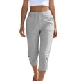 thumbnail image 6 of Summer Capris New Women's High Waisted Cargo Capris with Pockets, Summer Straight Leg Cropped Trousers for Beach Work, 6 of 9