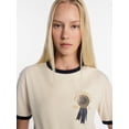 thumbnail image 4 of Kacey Lee Women's Middle of Nowhere Ribbon Graphic Ringer Tee, Sizes XS-XXL, 4 of 5