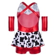thumbnail image 2 of inhzoy Kids Girls Western Cowgirl Outfits Tassel Metallic Gloss Bodysuit with Arm Sleeve for Stage Red 10, 2 of 4