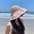 thumbnail image 3 of Diufon Wide Brim Straw Hat for Women Trendy Ruffled Hem Outdoor Beach Sun Hats Holiday Style Cap with Bow, 3 of 4