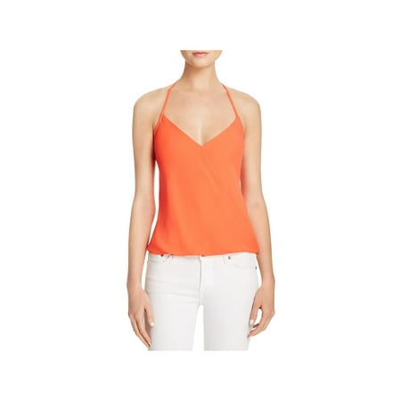 - Olivaceous Womens Crepe Surplice Neck Crop Top