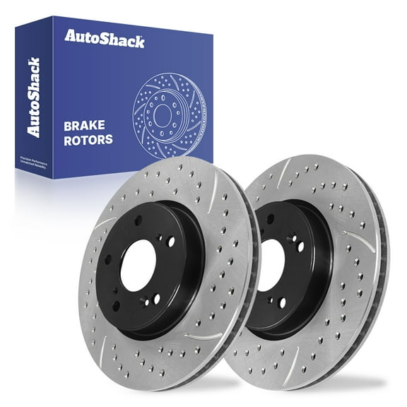 AutoShack Front Brake Rotors for Honda, Civic 2006-2024 Accord 1998-2017, FWD L4 1.5L 1.8L 2.0L 2.4L V6 3.0L - E-Coated Drilled & Slotted - ShadowGuard - 11.1" (281.95 mm), 5-Lug