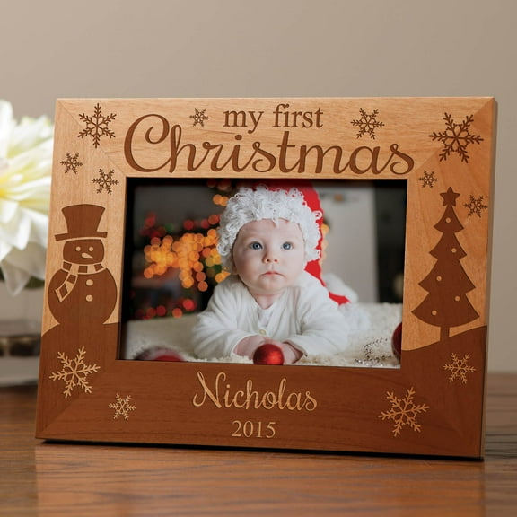 My First Christmas Personalized Wood Frame