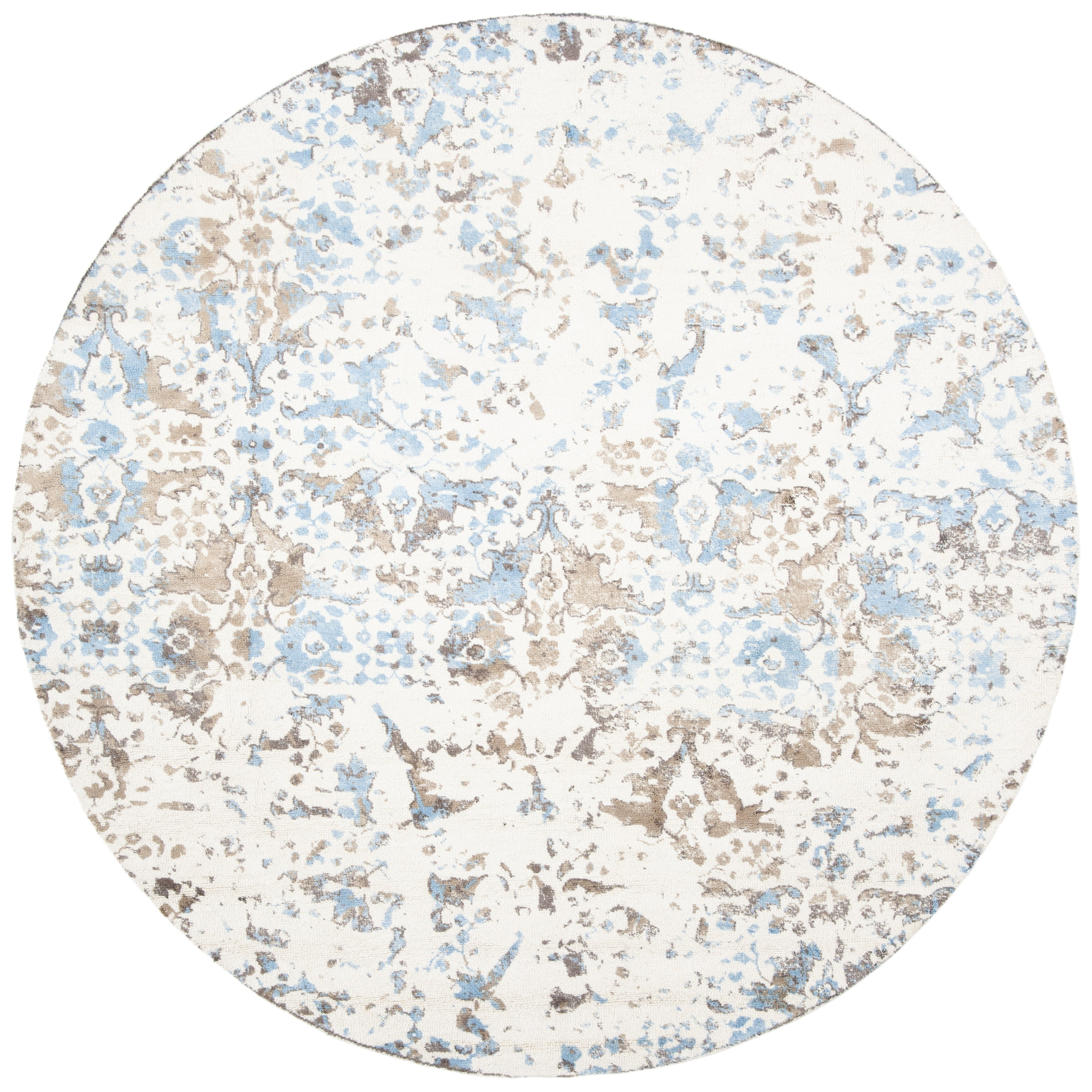 SAFAVIEH Expression Charlene Abstract Area Rug, Ivory/Blue, 6' x 6' Round