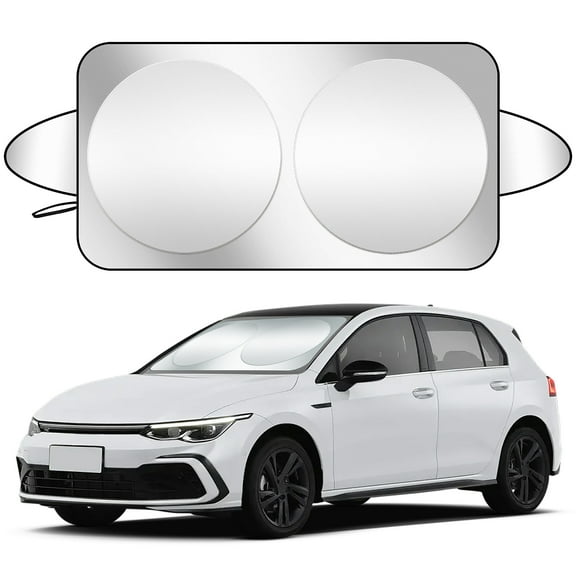 Car Windshield Sun Shade - Silver Reflective Polyester Blocks Heat Windshield Cover Sun Shade,Front Window Foldable Sunshade Small (57 X 29 Inches)