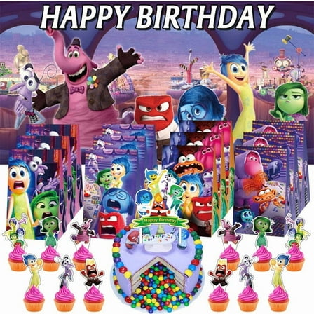 Inside Out Treat Bags Candy Decorations Party Favor Supplies Birthday Cake Topper Backdrop Banner