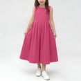 thumbnail image 5 of MGDXOX Girls Sleeveless Cotton Dress with Pleated Bodice and Side Pockets Casual Loose Swing Dress for Everyday Wear Hot Pink 2-3 Years, 5 of 5