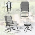 thumbnail image 2 of 3-Piece Outdoor Rocking Chair Set with Tempered Glass Table, Foldable Steel Frame Bistro Set with Oxford Fabric, Light Grey, for Patio, Garden, Deck and Poolside Relaxation, 2 of 7