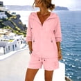 thumbnail image 2 of Bovxnpu Women 2 Piece Loungewear Set Beach Vacation Sweatsuit Tracksuit Set Sun Protection Loose Outdoor Sports Hiking Drawstring Hooded Outfit Set Summer Outfits, 2 of 7