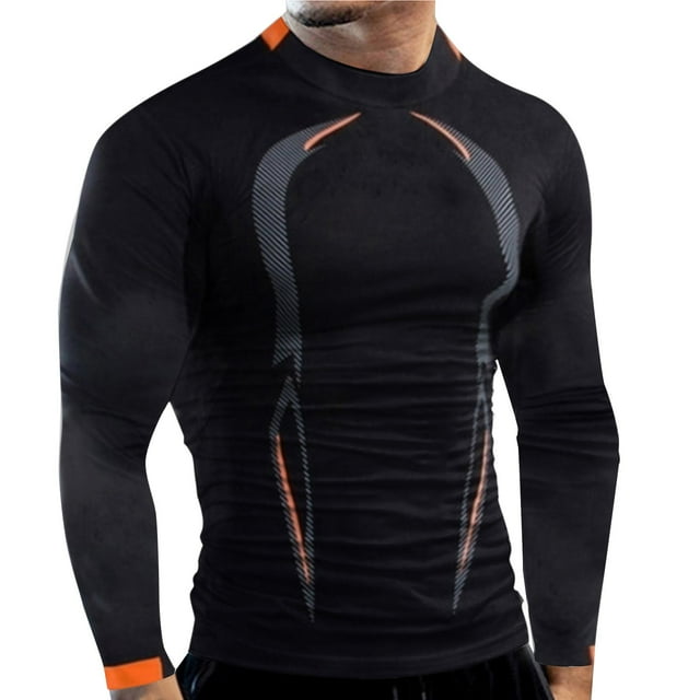 Male Autumn And Winter High Elasticity Breathable Sports Tight Long Sleeve Pattern Print Quick Dry Fitness Top