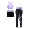 thumbnail image 2 of Manyakai Kids Girls 3 Piece Sleeveless U Neck Cross Back Crop Vest with Shorts and Leggings Gymnastic Lavender 12, 2 of 5