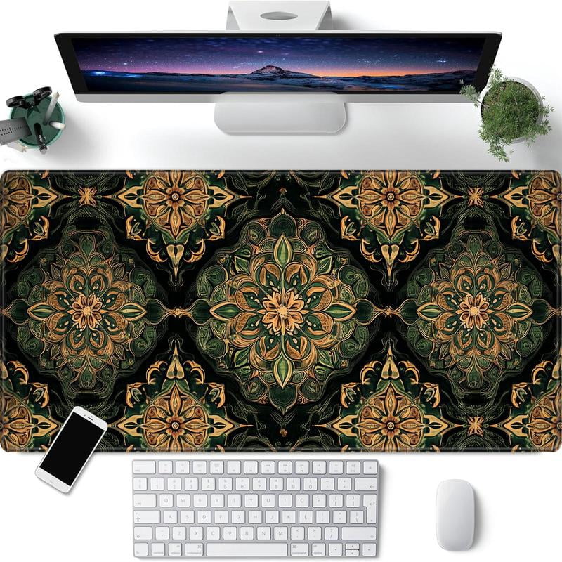 HELLOYOUNG Floral Mouse Pad, Large Gaming Mouse Mat with Non-Slip Rubber Base, Waterproof Rectangular Desk Pad for Keyboard & Mouse, Home Office Desk Accessoriess Gift for Women