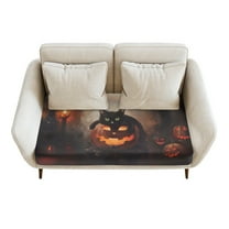 Renewold Black Cat Pumpkin Stretch Sofa Cushion Slipcover Spandex Couch Seat Cushion Slipcover Loveseat Couch Cover Protector Armhair Cushion Slipcover with Elastic Bands, M