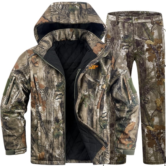 NEW VIEW Insulated Hunting Clothes for Men Cold Weather, Warm Camo Hunting Jacket and Pants, Hunting Suit for Deer Duck Hunts