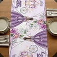 thumbnail image 5 of Happy Birthday Table Runner, Purple Luxury Dress Crown Carriage Flowers Washable Cotton Linen Table Runners 70 Inches Long, Dresser Scarf Runner for Dining/Kitchen/Coffee/TV Stands/Cabinets 13''x70'', 5 of 9