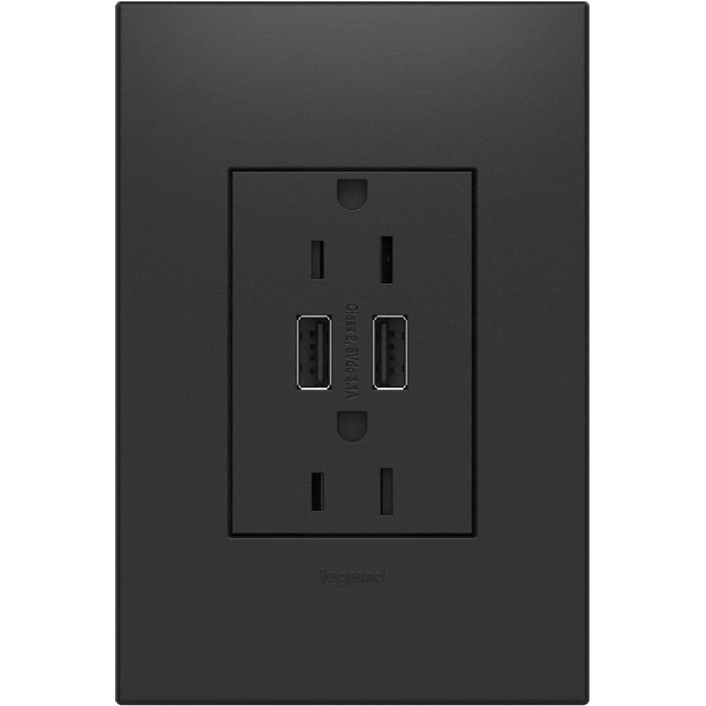 Legrand adorne DualUSB PlusSize MultiOutlet Combo with Matching Wall