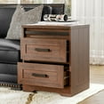thumbnail image 3 of WAMPAT Farmhouse Nightstand Set of 2 with Charging Station for Bedroom, 2-Piece Wood End Table with Drawers,Rustic Brown, 3 of 6