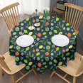 thumbnail image 3 of Mixed Citrus Fruit Leaves DarkGreen Pattern Round Tablecloth 60"x60",Wrinkle Wipeable Table Cloth for Kitchen Dining Room Picnic Patio Party, 3 of 6