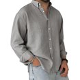 thumbnail image 2 of Men's Loose Classic Lapel Multi Pocket Button Down Long Sleeve Work Shirt for Spring Fall Industrial Style,Gray,2XL, 2 of 8