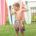 thumbnail image 4 of FORMRS Boys Swim Trunks Quick Dry Mesh Liner Boardshorts Sizes XS-XL, Colorful Black, 4 of 7
