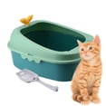 thumbnail image 3 of HINAG Arenero para Gato con Pala Incluida Bandeja Sanitaria de Plástico Resistente y Antiderrames Fácil Limpieza Tamaño 43x35x19 cm Verde, 3 of 5