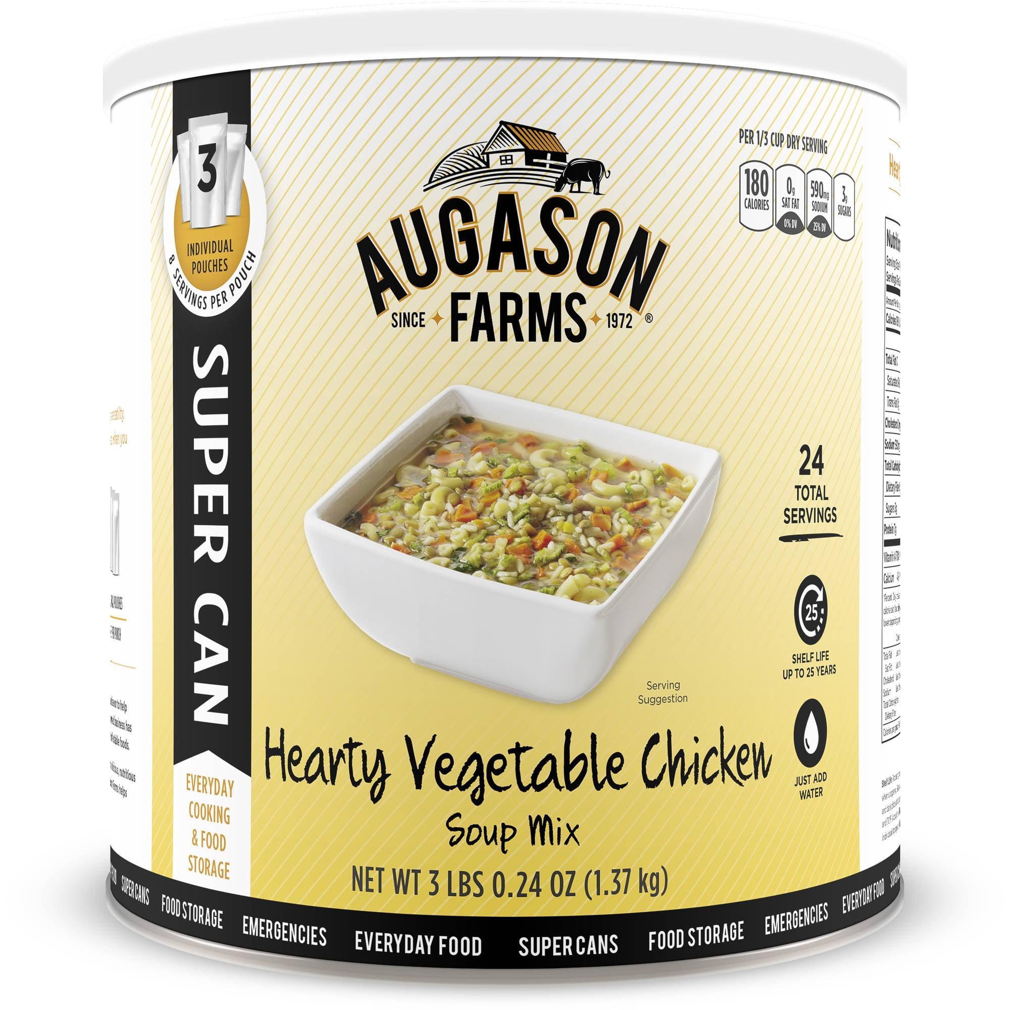Augason Farms Hearty Vegetable Chicken Soup Mix 48.24 oz #10 Super Can by