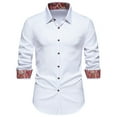 thumbnail image 1 of Blusa y camisa de manga larga con cuello vuelto para hombre, informal, con botones y retazos, de manga larga y cuello vuelto., 1 of 8
