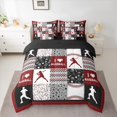 thumbnail image 3 of Manfei Cartoon Baseball Print 7 Pieces Bedding Comforter Set fo Kids, Ball Sports Lover Full Bedding Set, Black Red Stars Stipes Reversible Fitted Sheet Flat Sheet, Microfiber Bedroom Decor, 3 of 8